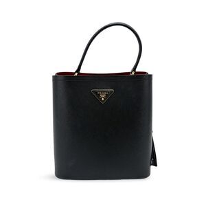 Prada Panier Bucket Saffiano Leather Black Leather Handbag